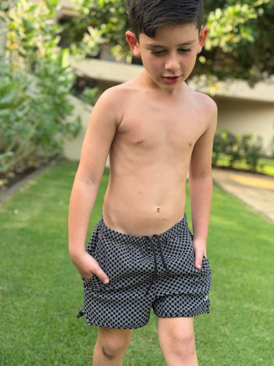 Indy Boy's Swim Trunk - Black Check