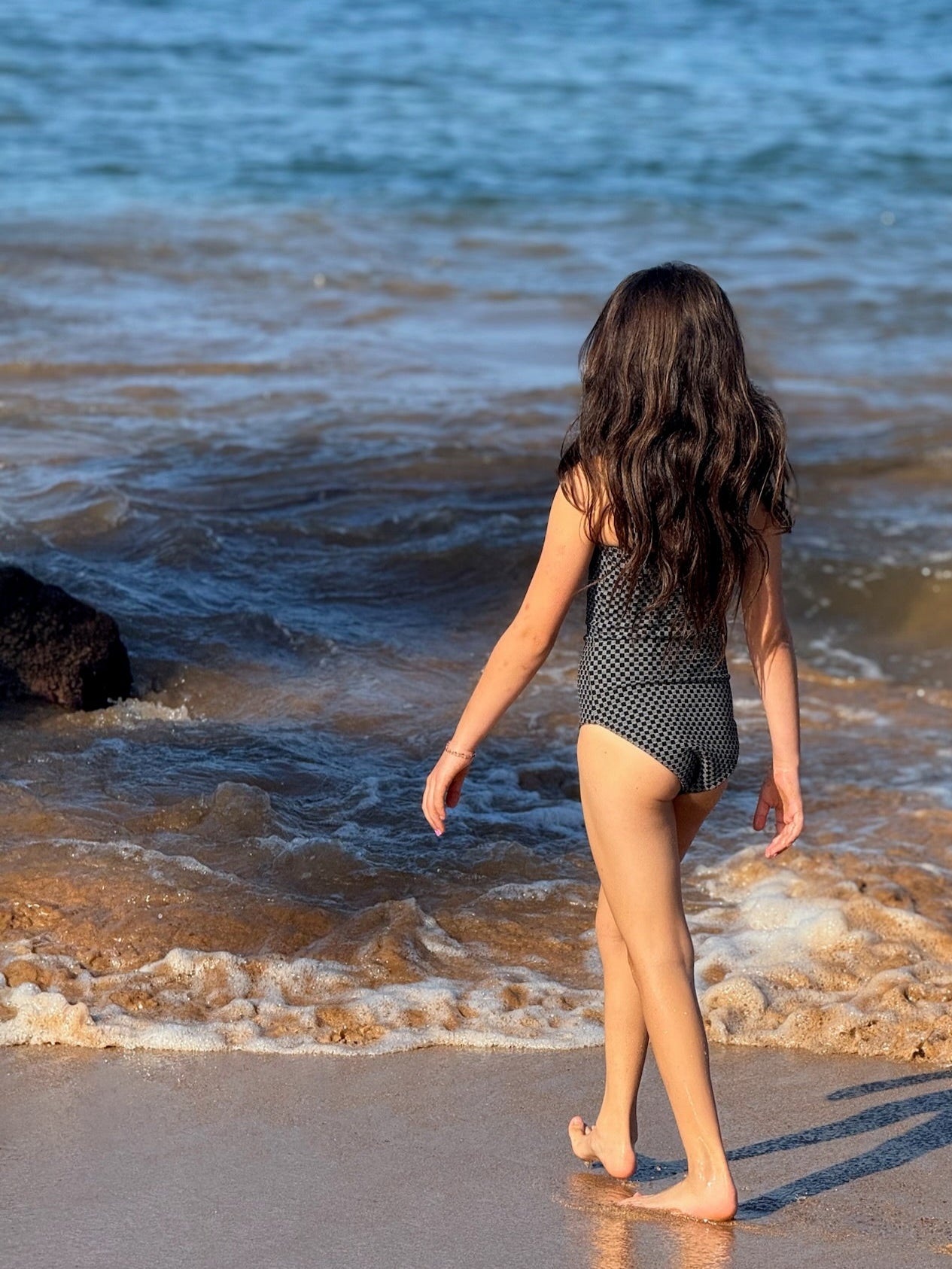 Dalli Girls One Piece - Black Check - Kids Swim | JMP The Label