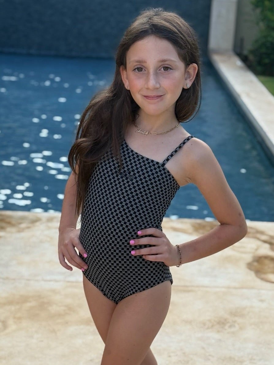 Dalli Girls One Piece - Black Check - Kids Swim | JMP The Label