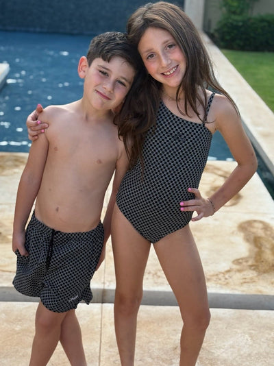 Dalli Girls One Piece - Black Check - Kids Swim | JMP The Label