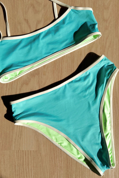 Monaco Bottom - Blue Green Reversible - Swim Bottom | JMP The Label